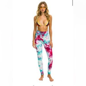 GREAT PRICE! Aviator Nation Tie Dye Leggings - Turquoise, Small